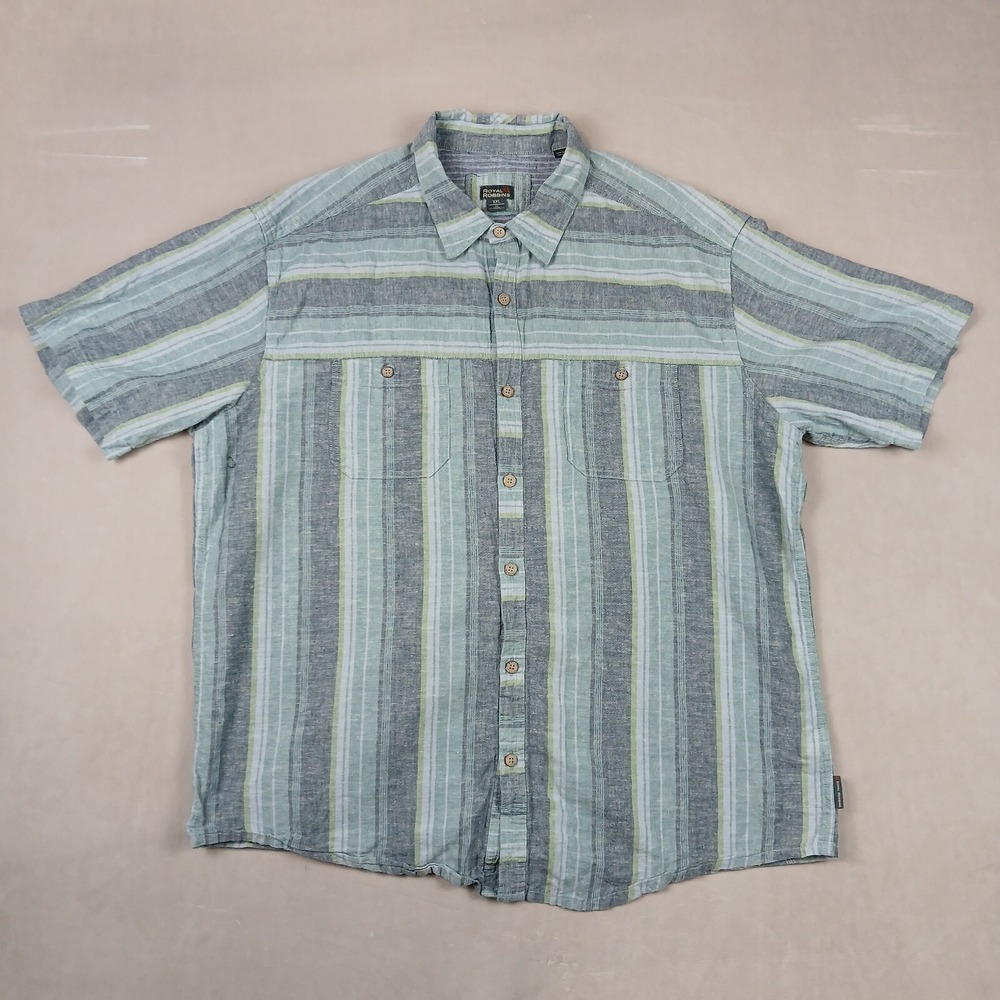 Royal Robbins XXL Mens Shirt Camp Hemp‎ Organic Cotton Short Sleeve 26x29